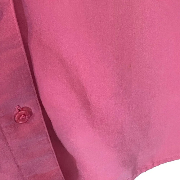 Liz Claiborne First Issue Pink Button Up Shirt Large Collared Front Pockets Top - Picture 6 of 9